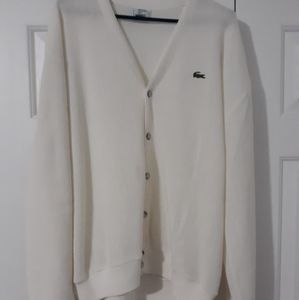 Vintage Izod Lacoste Mens Cardigan Sweater, Size XL, Beige